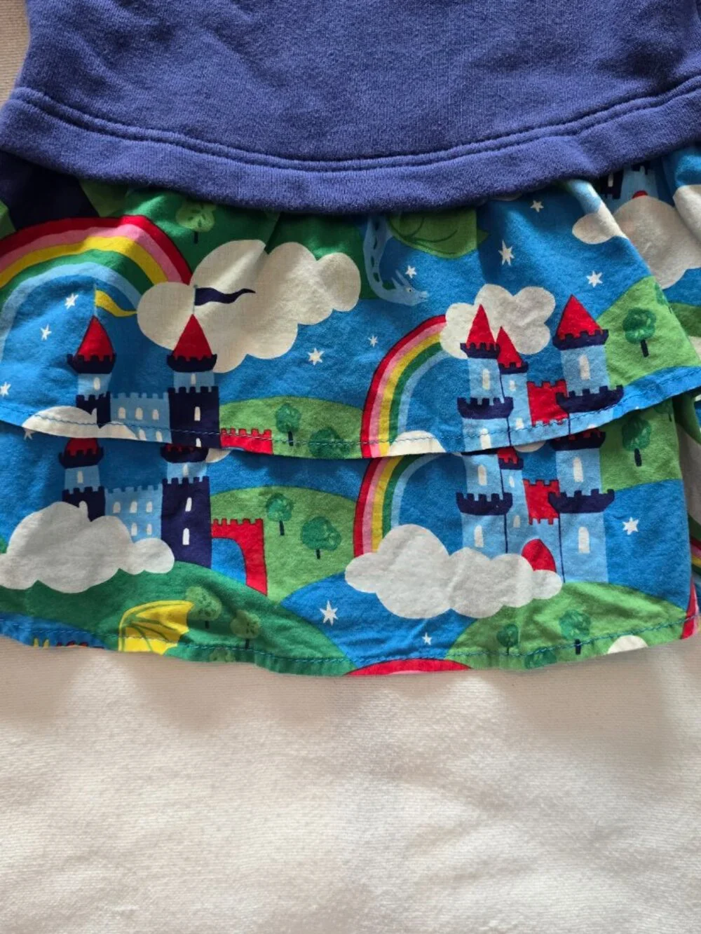 2-3Y Mini Boden Girls Dragon Applique Sweatshirt Dress & Tights Set